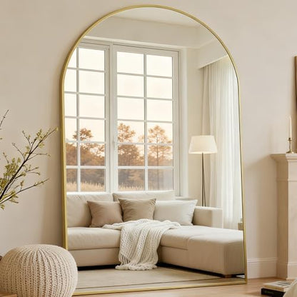 Dewfig Arched Full Length Mirror, 86"x46" Large Floor Mirror, Gold
