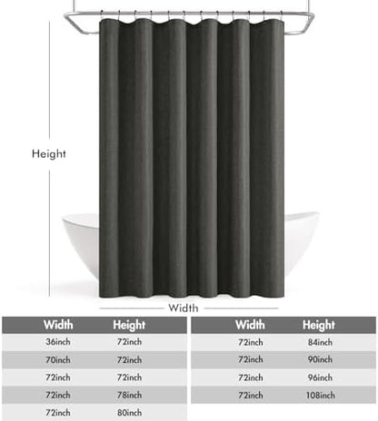 ANRODUO Dark Grey Linen Textured Fabric Shower Curtain Set - W72xL84