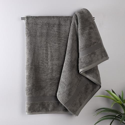 SUPERIOR Egyptian Cotton Bath Towel Set, Home Bathroom Towels, Master, Guest Bath, Decor Essentials, Quick Dry, Absorbent, Large Body Towels, Spa, Hotel, Resort, Adult, Kids, Set of 2, Charcoal