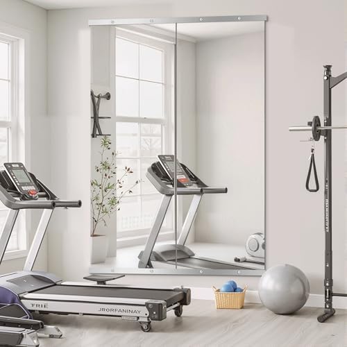 Home Gym Mirror for Wall, 70x24x2PCS Frameless Full Length Mirror, Silver