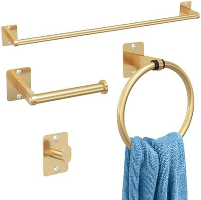 KLJKPA Bathroom Accessories Set, 4-Piece Gold Bathroom Hardware Set