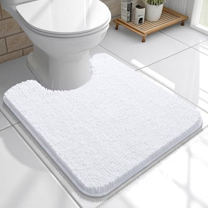 OLANLY Toilet Rugs U-Shaped 20x20, Soft Absorbent Chenille Contour Rugs