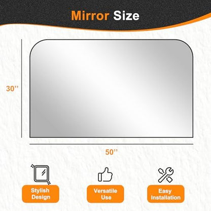 Delma 30"x50" Black Metal Framed Bathroom Mirror for Over Sink