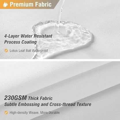BTTN Narrow Linen Textured Waterproof Thick Shower Curtain, 54x72, White