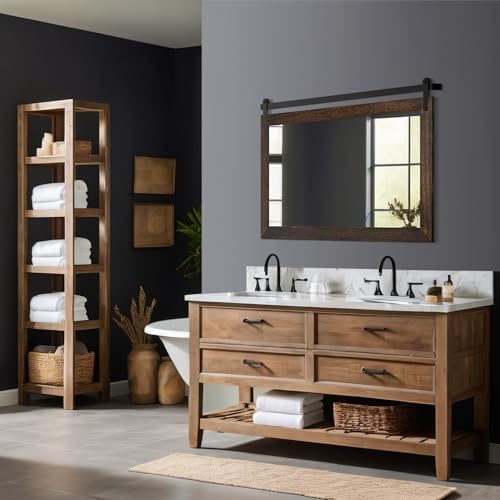 COGOOD Farmhouse Bathroom Mirrors for Over Sink - 26 x 41 Black Brown