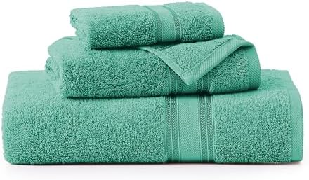 LANE LINEN Towel Set Quick Dry 100% Cotton 3 Piece Soft Absorbent - Teal