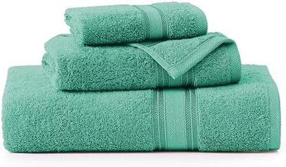 LANE LINEN Towel Set Quick Dry 100% Cotton 3 Piece Soft Absorbent - Teal