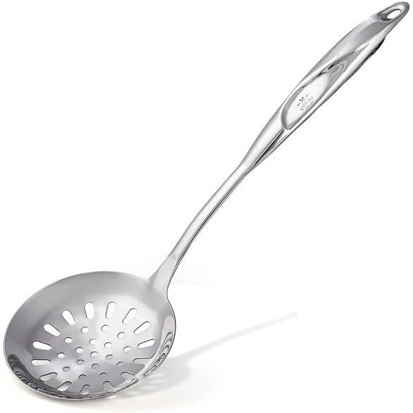Zulay Kitchen Stainless Steel Slotted Spoon - 14.5” Large Skimmer Frying Spoon for Draining & Serving - Heat-Resistant, Rust-Proof & Dishwasher Safe Kitchen Utensil for Everyday Use