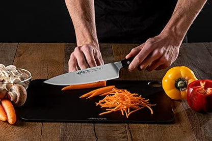 Arcos Forged Chef Knife 8 Inch Stainless Steel. Professional Kitchen Knife for Cooking. Ergonomic Polyoxymethylene Handle and 210mm Blade. Series Manhattan. Color Black