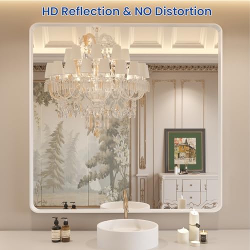 WEER White Bathroom Vanity Mirror 36x36 Inch