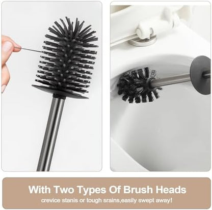 BGL Standing Toilet Brush and Holder GunGrey Aluminium Toilet Bowl Cleaner Brush and Holder for Bathroom Storage and Organization, Square Design Sturdy and Space Saving