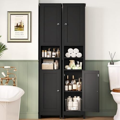 TEENFON 67" Tall Bathroom Cabinet with Adjustable Shelves and Doors