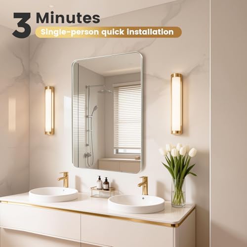 22" x 32" Brushed Nickel Bathroom Mirrors for Over Sink,AluminumFrame