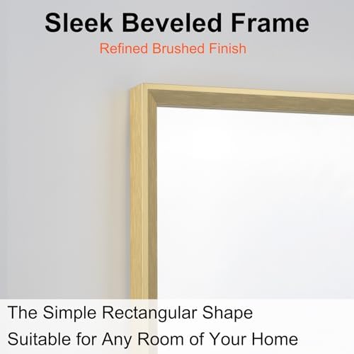 Bathroom Mirror for Wall, 36x24 Inch Framed Vanity Mirror Brushed Gold