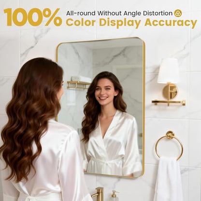 22"X34" Gold Bathroom Mirrors for Over Sink,Aluminum Frame