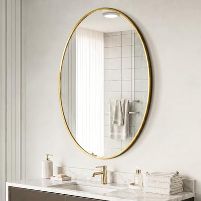 Oval Bathroom Mirror for Wall, 26"x38" Gold Bathroom Vanity Mirror