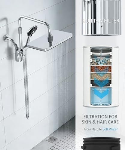 12 Inch Shower Head with Filters Rain Shower Head with Handheld Spray Combo