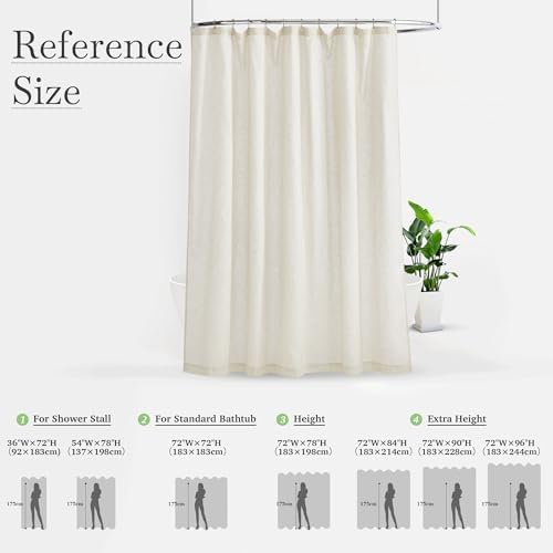KGORGE Natural Linen Blend Sheer Shower Curtains for Bathroom
