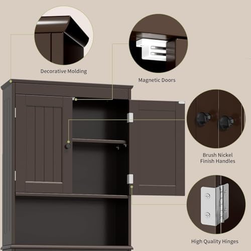 Gizoon Over the Toilet Storage Cabinet with Adjustable Shelf, Espresso