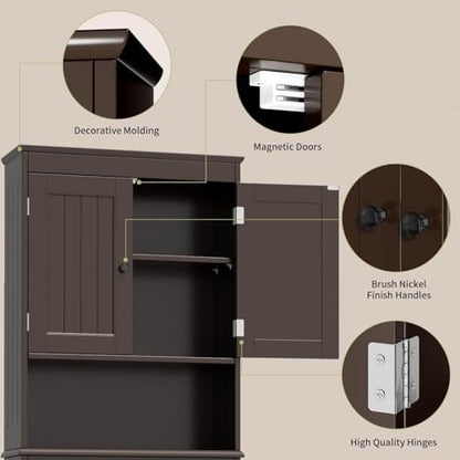 Gizoon Over the Toilet Storage Cabinet with Adjustable Shelf, Espresso