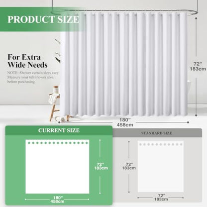 Dynamene Extra Wide Waffle Shower Curtain 256 GSM Fabric 180x72 White