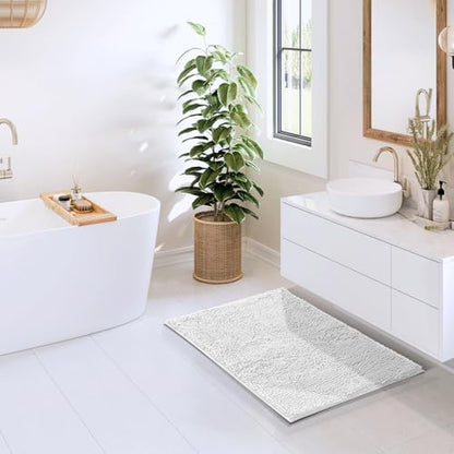 Hearth & Harbor Bathroom Rugs, Chenille Bath Mat - Machine Washable Bath Mats for Bathroom Non-Slip Backing Rubber, Quick Dry Bathroom Mat