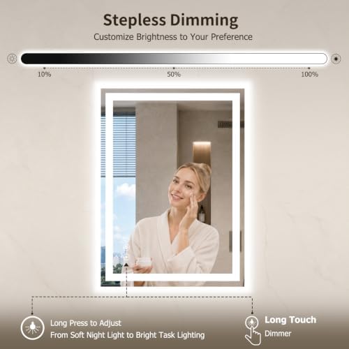 28"x36" LED Bathroom Mirror with Lights, Backlit+Frontlit, Anti-Fog