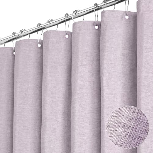 BTTN Lavender Linen Textured Waterproof Fabric Shower Curtain Set, 72x72