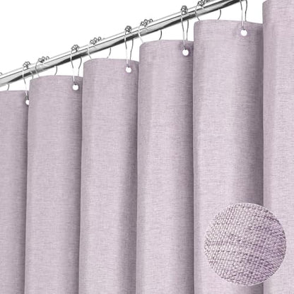 BTTN Lavender Linen Textured Waterproof Fabric Shower Curtain Set, 72x72