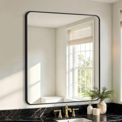 Vanity Bathroom Mirror, 36”x30” Black Bathroom Mirror for Over Sink