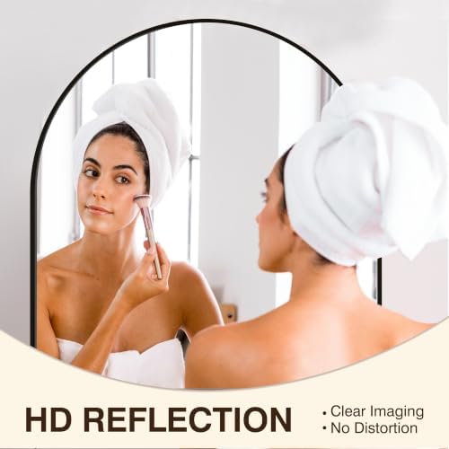 FICTOR 30" x 32" Arched Bathroom Vanity Mirror for Over Sink, Black