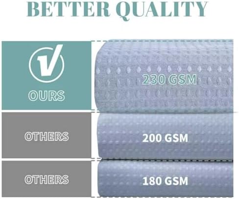 No Hook Waffle Shower Curtain with Snap-in Liner, 60x74 Inch, Frost Blue