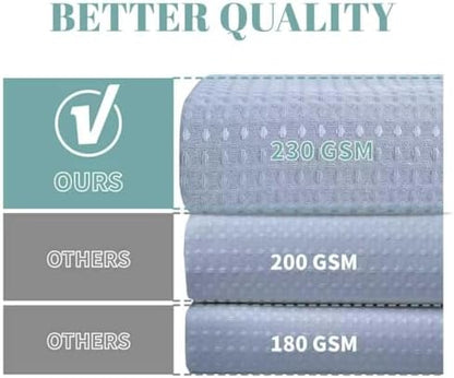 No Hook Waffle Shower Curtain with Snap-in Liner, 60x74 Inch, Frost Blue
