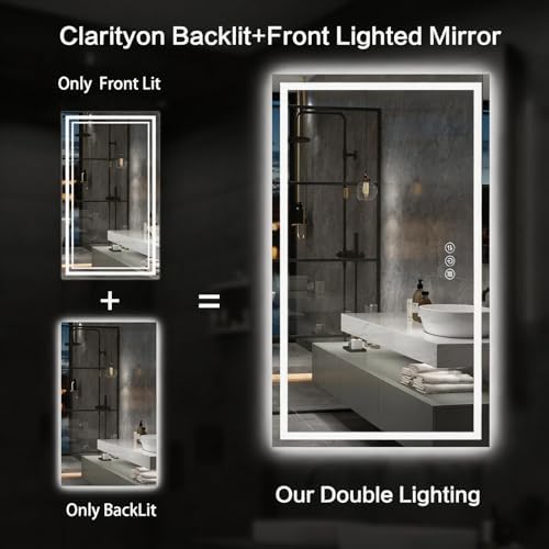 55"x 36" LED Bathroom Mirror with Lights, Backlit & Front Lit Vanity Mirror