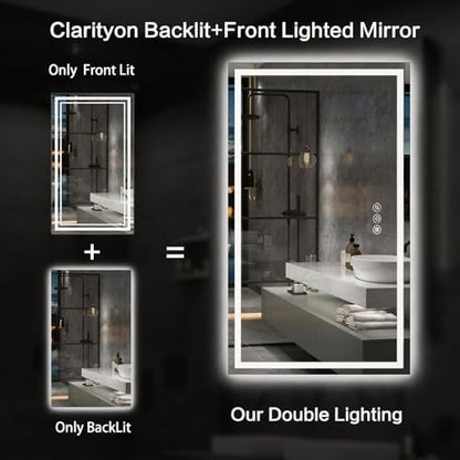55"x 36" LED Bathroom Mirror with Lights, Backlit & Front Lit Vanity Mirror