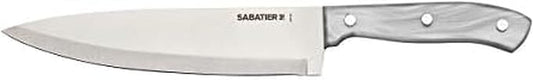 Sabatier Triple Riveted Chef Knife, 8-Inch, Razor-Sharp Kitchen Knife to Cut Fruit, Vegetables and more, High-Carbon Stainless Steel, Gray
