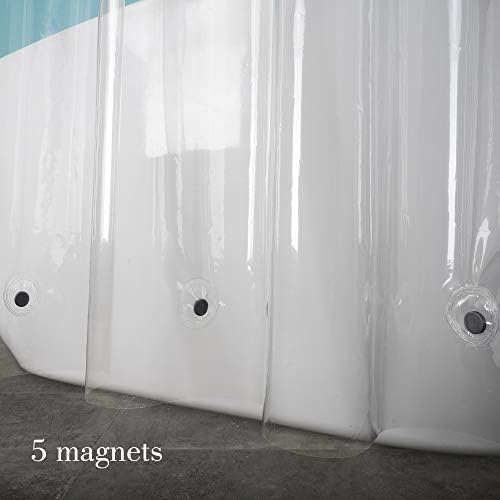 EurCross 72 x 96 inch Extra Long Clear Shower Curtain Liner with 5 Magnets, 9G PVC Free Thick EVA Shower Liner, Heavy Duty Weighted Clear Shower Curtain for Bathroom 96 inch Length
