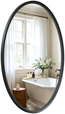 USHOWER Black Oval Bathroom Mirror 24x36 Inch