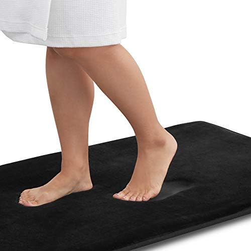 Memory Foam Bath Mat Non Slip Absorbent Super Cozy Velvet Bathroom Rug Carpet (72 inches X 24 inches, Black)