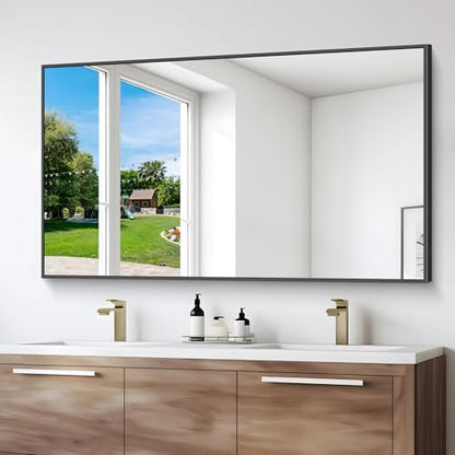 DESBING Black Bathroom Mirror for Wall, 55x36 Inch Rectangle Mirrors with Metal Frame, Modern Vanity Wall Mirror Decor for Entryway Hangs, Bathroom Living Room Horizontal or Vertical