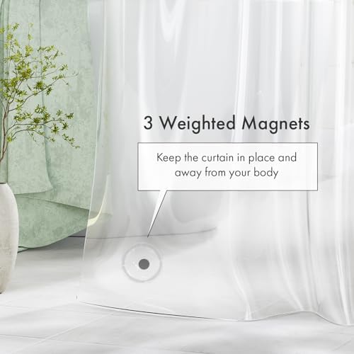 Amazer Extra Long Shower Curtain Liner 72 x 84 Clear Shower Liner Medium Weight PEVA Waterproof Inside Shower Curtains for Bathroom with 3 Magnets and Rustproof Grommets
