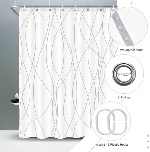 Striped Shower Curtain for Bathroom, Grey Shadow, 60" W x 72" L