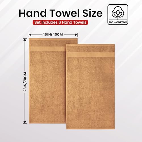 Infinitee Xclusives 100% Cotton Hand Towels for Bathroom - Set of 6
