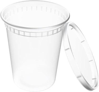 EDI [32 OZ, 40 Sets Plastic Deli Food Storage Containers with Airtight Lids | Microwave-, Freezer-, Dishwasher-Safe | BPA Free | Heavy-Duty | Meal Prep | Leakproof | Recyclable (Pack of 2)