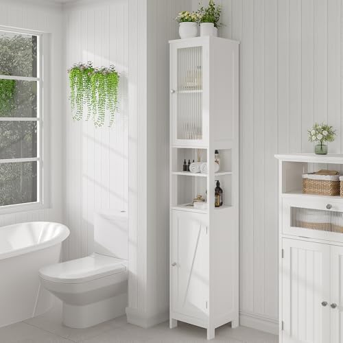 ChooChoo Narrow Bathroom Storage Cabinet with Light, Space Saving
