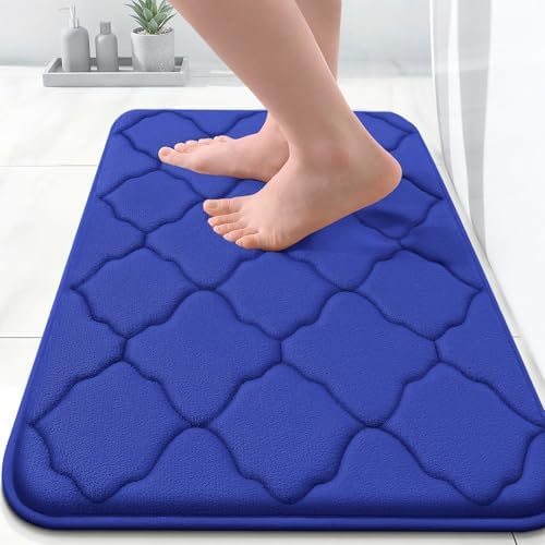 OLANLY Memory Foam Bath Mat Rug 24x16, Ultra Soft Bathroom Rugs, Royal Blue