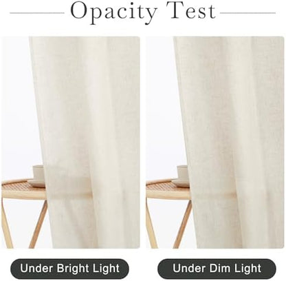 KGORGE Natural Linen Blend Sheer Shower Curtains for Bathroom