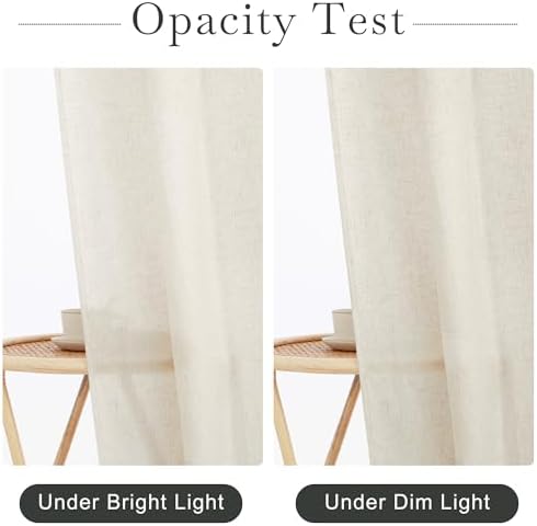 KGORGE Natural Linen Blend Sheer Shower Curtains for Bathroom