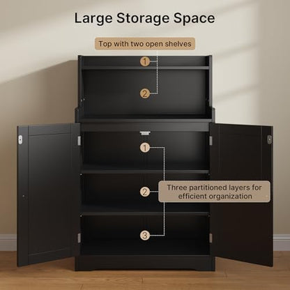 Gizoon Small Bathroom Storage Cabinet, Freestanding Organizer, Black