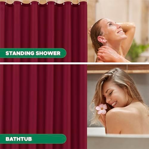 Fabric Shower Curtain Liner 72x84-Burgundy Extra Long Shower Liners